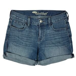 Old Navy The Sweetheart Women's Blue Denim Mid Rise Boyfriend Jeans Shorts Sz XS